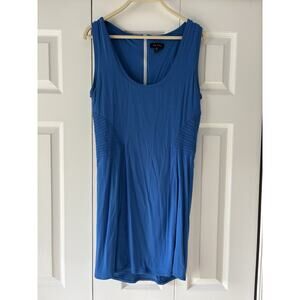 Paone Blue Sleeveless Dress Womens Size L Polyester Cotton Blend. White Zipper